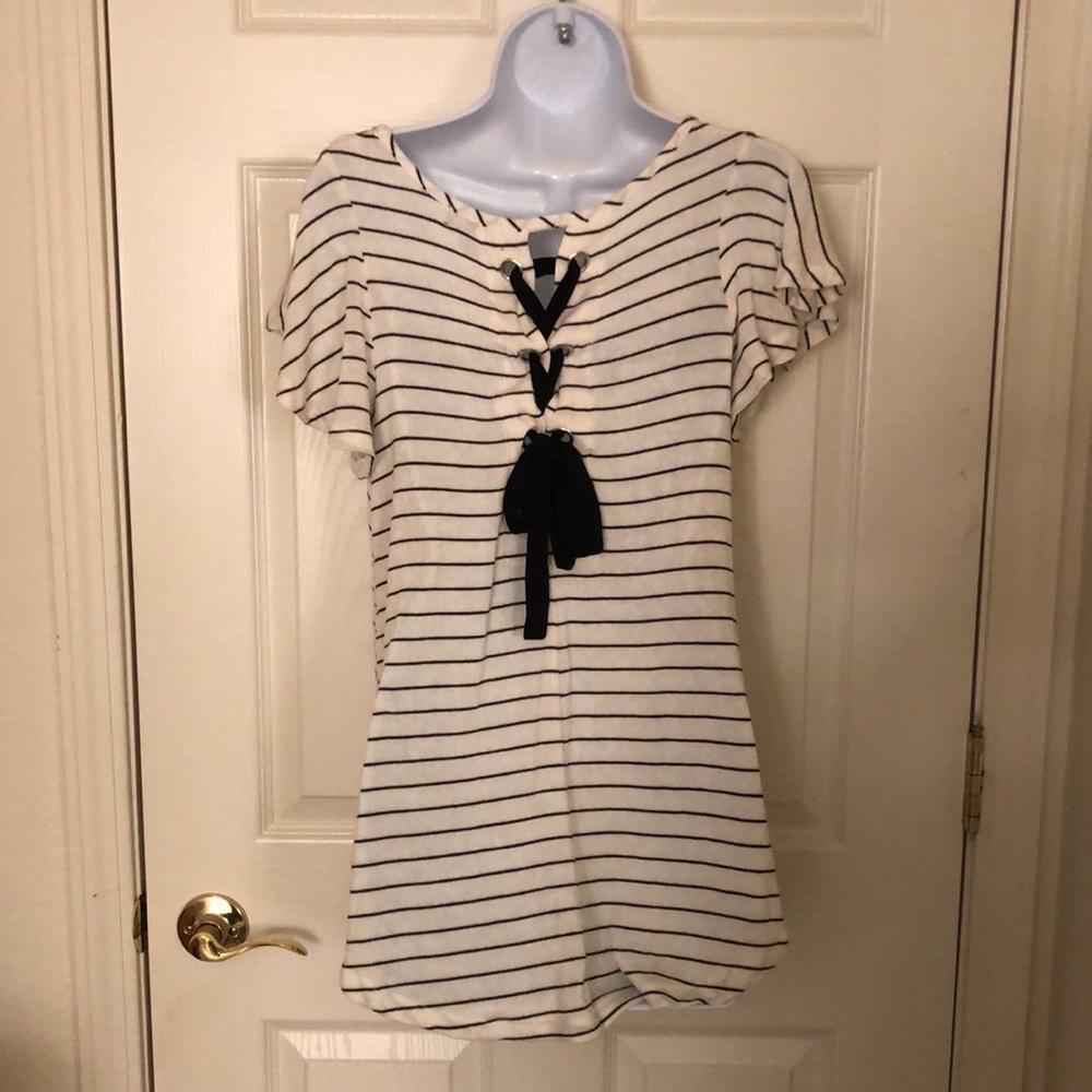 Flutter Sleeve Striped Boho Blouse - image 2